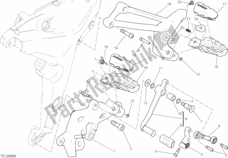 All parts for the Footrests, Left of the Ducati Multistrada 1200 S ABS USA 2015
